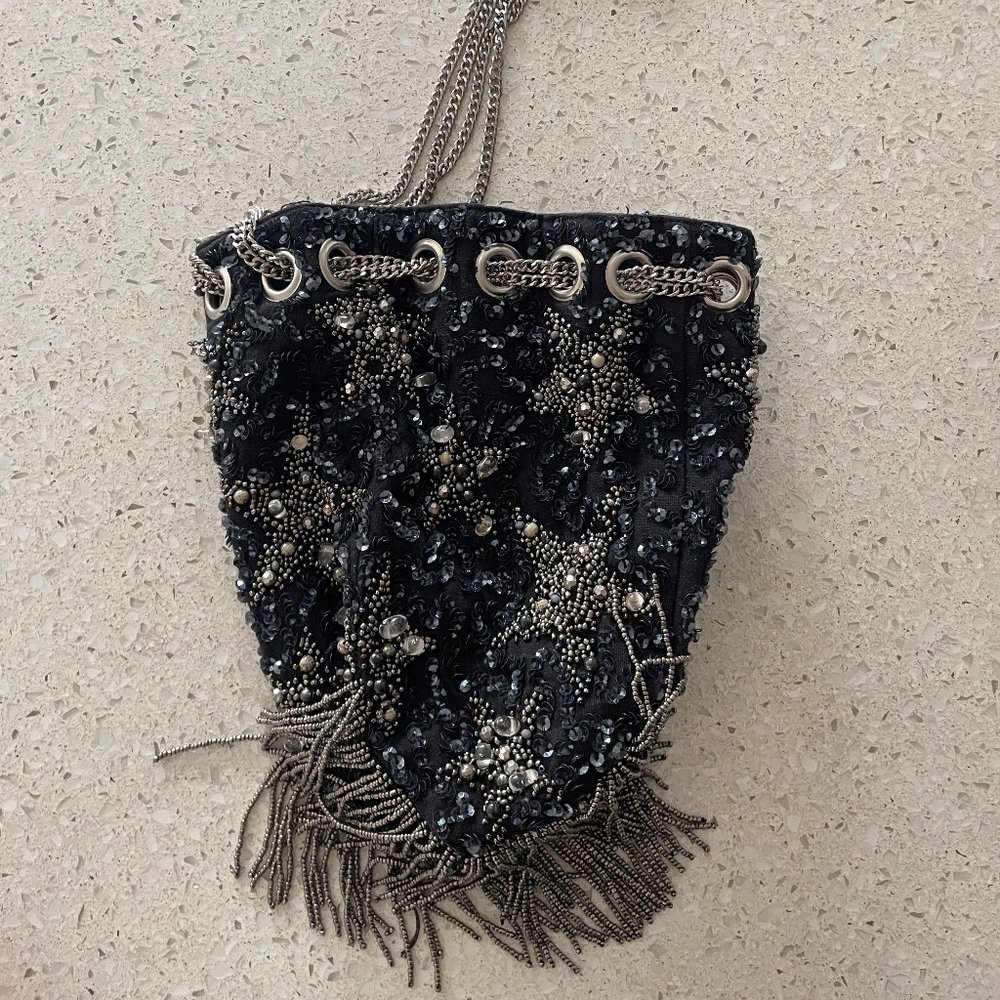Zara | Beaded Sequins Stars Crossbody | Bucket Bag